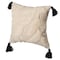 Deerlux 16" Handwoven Cotton Throw Pillow Cover with White Tufted Stem Pattern and Black Tassel Corners QI004307.ST - alternate 1